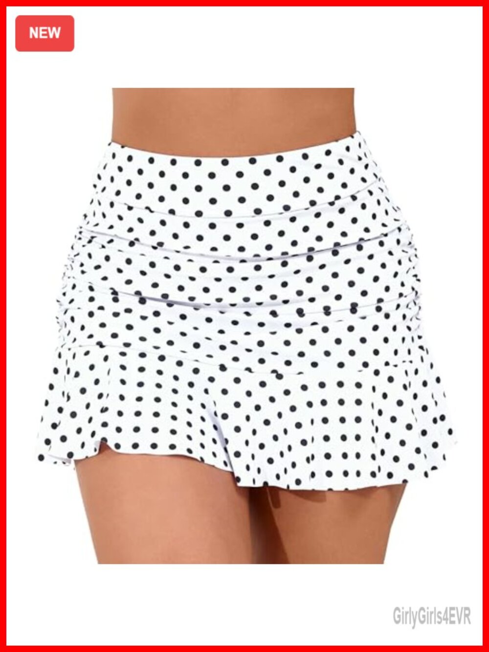 High Waisted Ruched Ruffle Swim Skirt with Shorts Cheeky Bikini Bottom